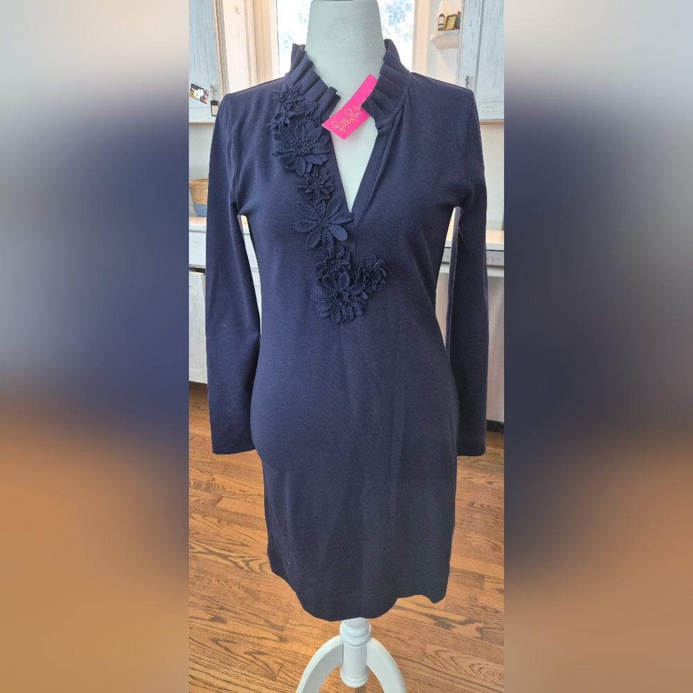 Lilly Pulitzer Dark Blue Dress with Floral Details